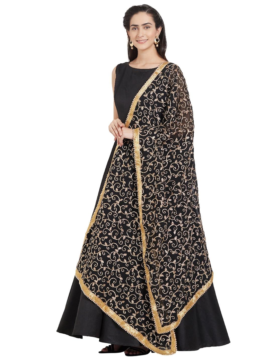 dupatta bazaar woman's gold embroidered georgette dupatta