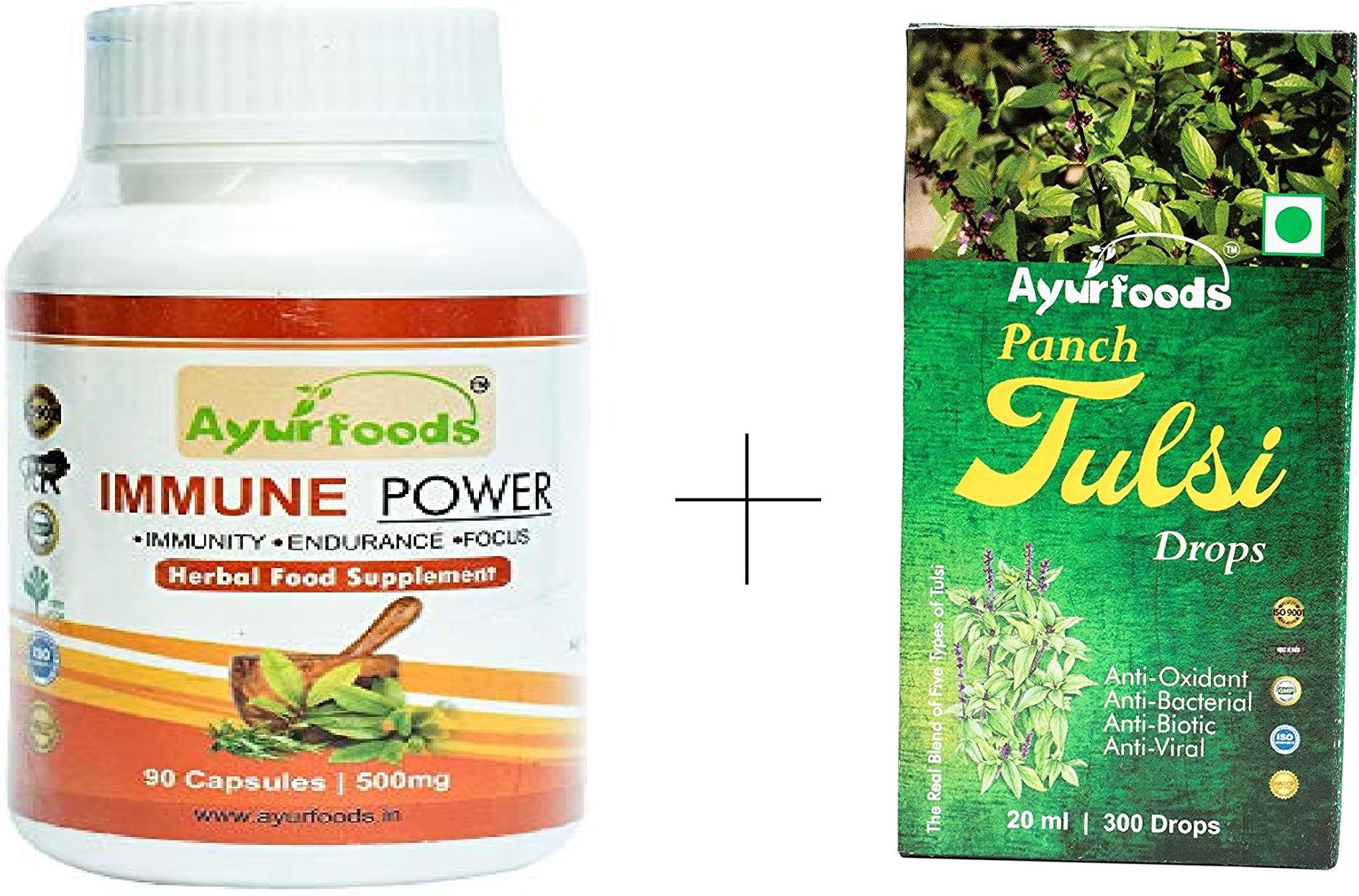 Ayur Foods Immune Power 90 Cap Capsule and Tulsi Drop (20 ml)