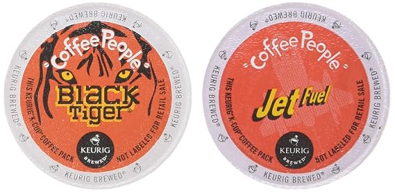 Coffee people Dark roast variety sampler * jet fuel&Black Tiger * Extra bold 48 k-cups for keurig brewers (746221744384)