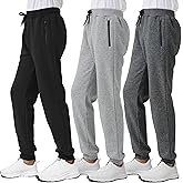 3 Pack Boys Fleece Sweatpants Athletic Soft Jogger Pants with Zipper Pockets Size 4-20 (No Pilling,No Fade)