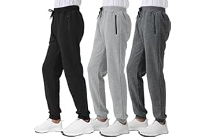 AVSEAD 3 Pack Boys Fleece Sweatpants Athletic Soft Jogger Pants with Zipper Pockets Size 4-20 (No Pilling,No Fade)