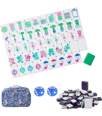 Carreaux de Mahjong à 4 couches, 160 carreaux de Mahjong américains en acrylique, ensemble portable de Mahjong occidental avec sac de transport, gravure claire, pour les voyages à la maison, les jeux Carreaux de Mahjong à 4 couches, 160 carreaux de Mahjong américains en acrylique, ensemble portable de Mahjong occidental avec sac de transport, gravure claire, pour les voyages à la maison, les jeux