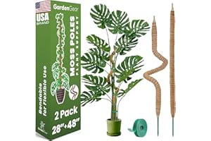 SPROOT 2 Pack 48" and 28'' Bendable Moss Pole Monstera Plant Support for Climbing Indoor Plants - Stakes for Potted Climbers - Tall Sticks Indoor Trellis for Houseplants - Accessories for Monstera Pot