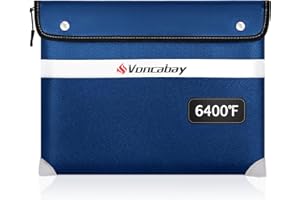 Voncabay Upgraded 6400°F Fireproof Waterproof Document Bag, Fireproof Money Bag for Cash with Zipper and Reflective Strips, 14.2" X 11" Fireproof Document Holder Pouch for Cash & Document Safe （Blue）
