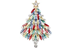 BriLove Merry Christmas Tree Brooch Xmas Star Rhinestone Marquise Decorative Gift for Women