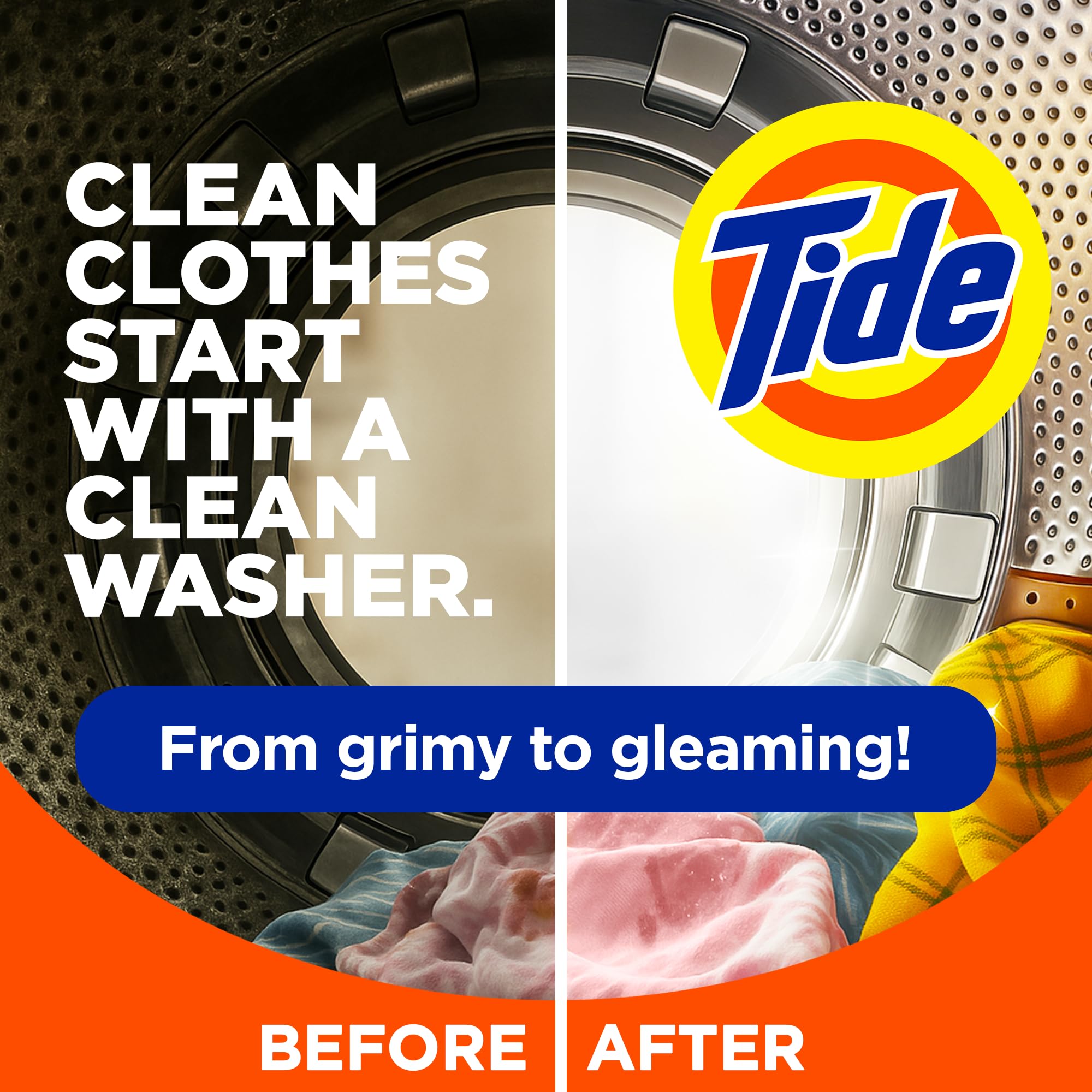 Washing Machine Cleaner by Tide, Washer Machine Cleaner with Oxi for Front and Top Loader Washer Machines, Deep Cleaning Residue & Odor Eliminator, 5 Month Supply (Packaging May Vary)