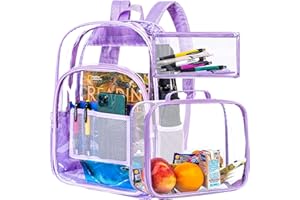 KLFVB 3PCS Clear Backpack, Heavy Duty Transparent Bookbag, See Through Sequin Backpacks - Purple