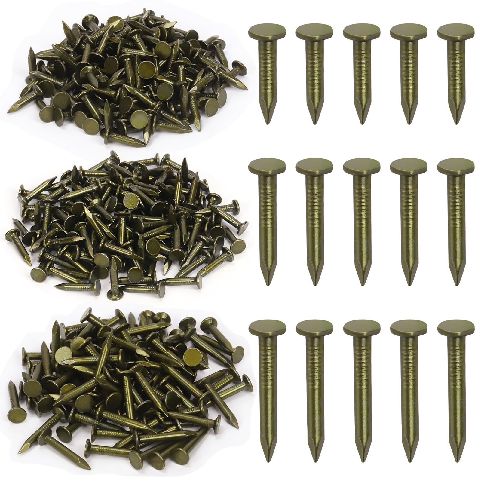 Swpeet 400Pcs 3 Sizes 3/4'' 1'' 1-1/4'' Roofing Felt Lacquered Nails Assortment Kit, Steel Roofing Felt Lacquered Nails Used to Fasten Roofing Felt, Asphalt Shingles and Insulation Board