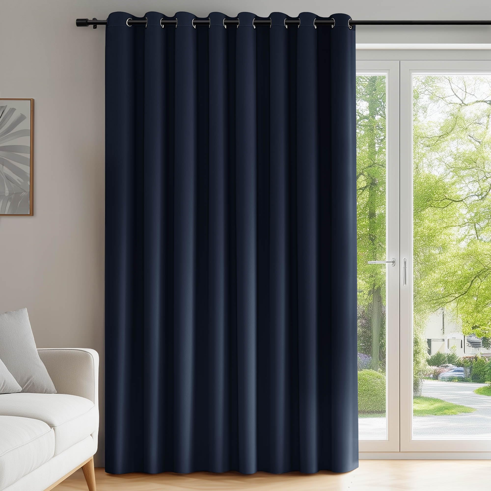 Deconovo Window Treatment Door Curtain Thermal Curtain Eyelet Blackout Curtain for Bedroom Partition 100 x 84 Inch Navy Blue 1 Panel