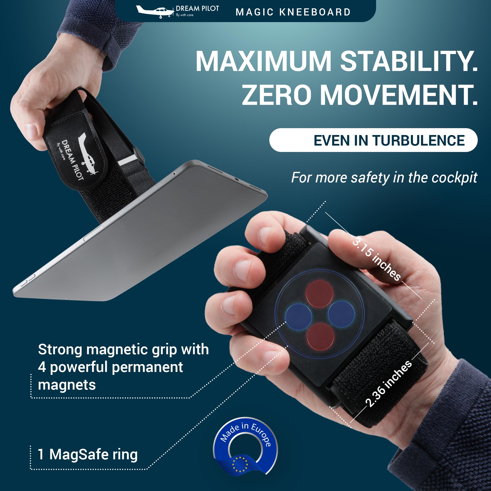 Dream Pilot Kneeboard for iPad, iPad mini, iPhone, Any Android Smartphone, Any Tablet, Universal Solution – Slim, Stable, MIL-STD 810G Certified Design