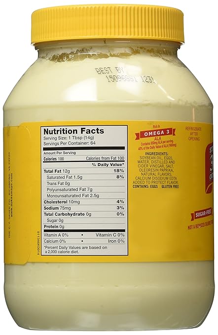 33 Dukes Mayo Nutrition Label - Labels Database 2020