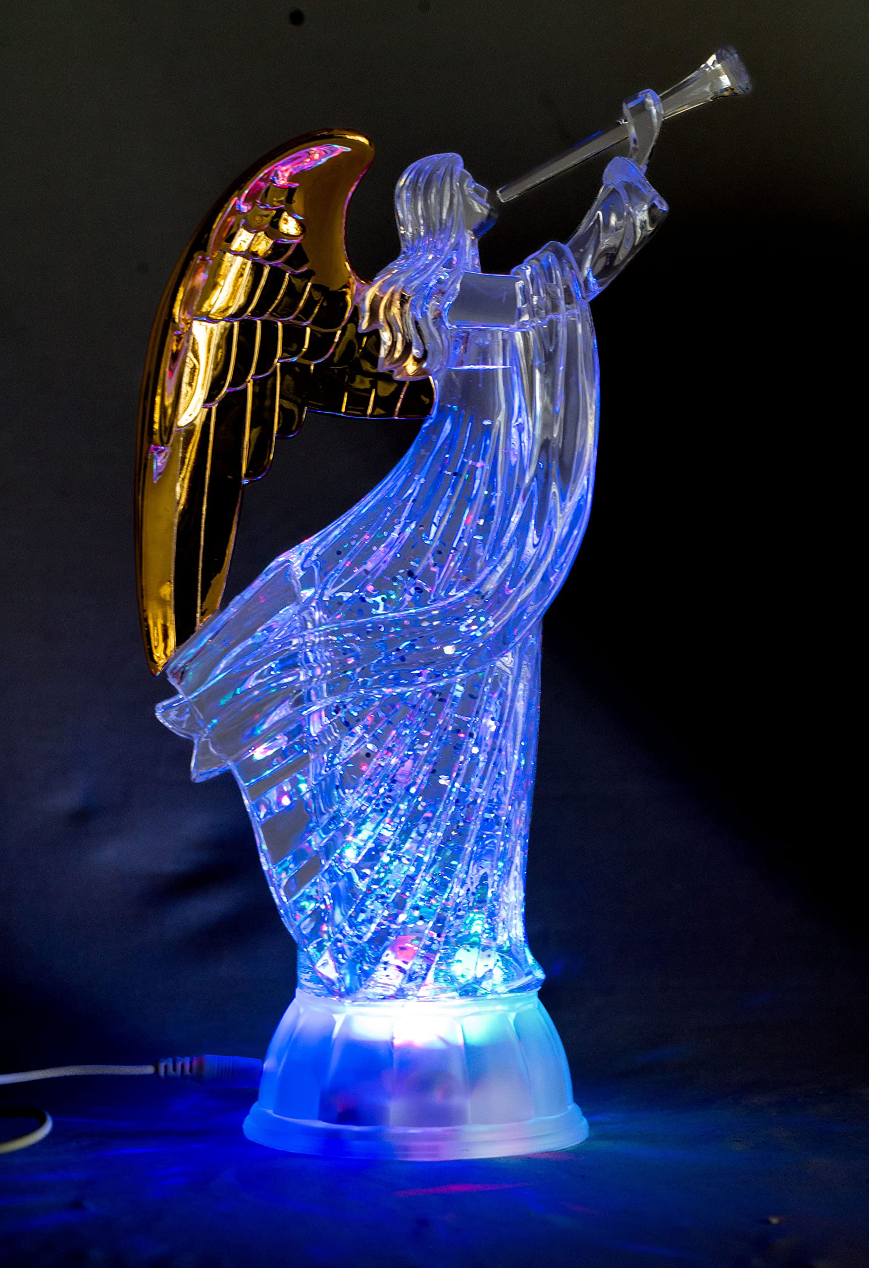 Photo 1 of Dalax- Electric-Led Light Up 12'' Angel Trumpet Statue Figurines Home Decorations Gold Angels Wings Statue Christmas Ornaments Snow Globe