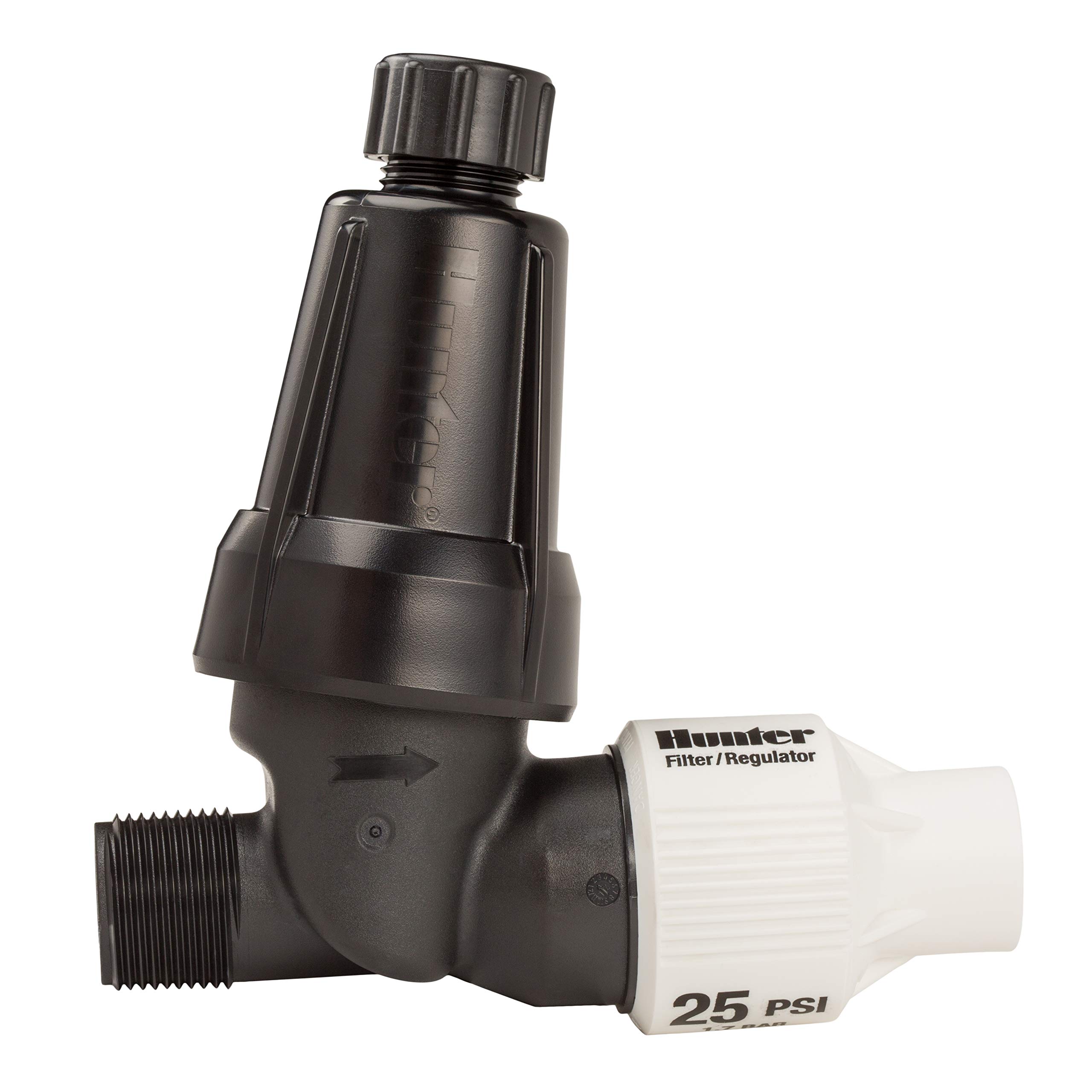 Photo 1 of Hunter HFR-100-075-25 1" Inlet x 3/4" Outlet Filter Kit 150 Mesh Stainless Steel Filter 25 PSI Pressure Regulator for Micro/Drip Irrigation HFR10007525