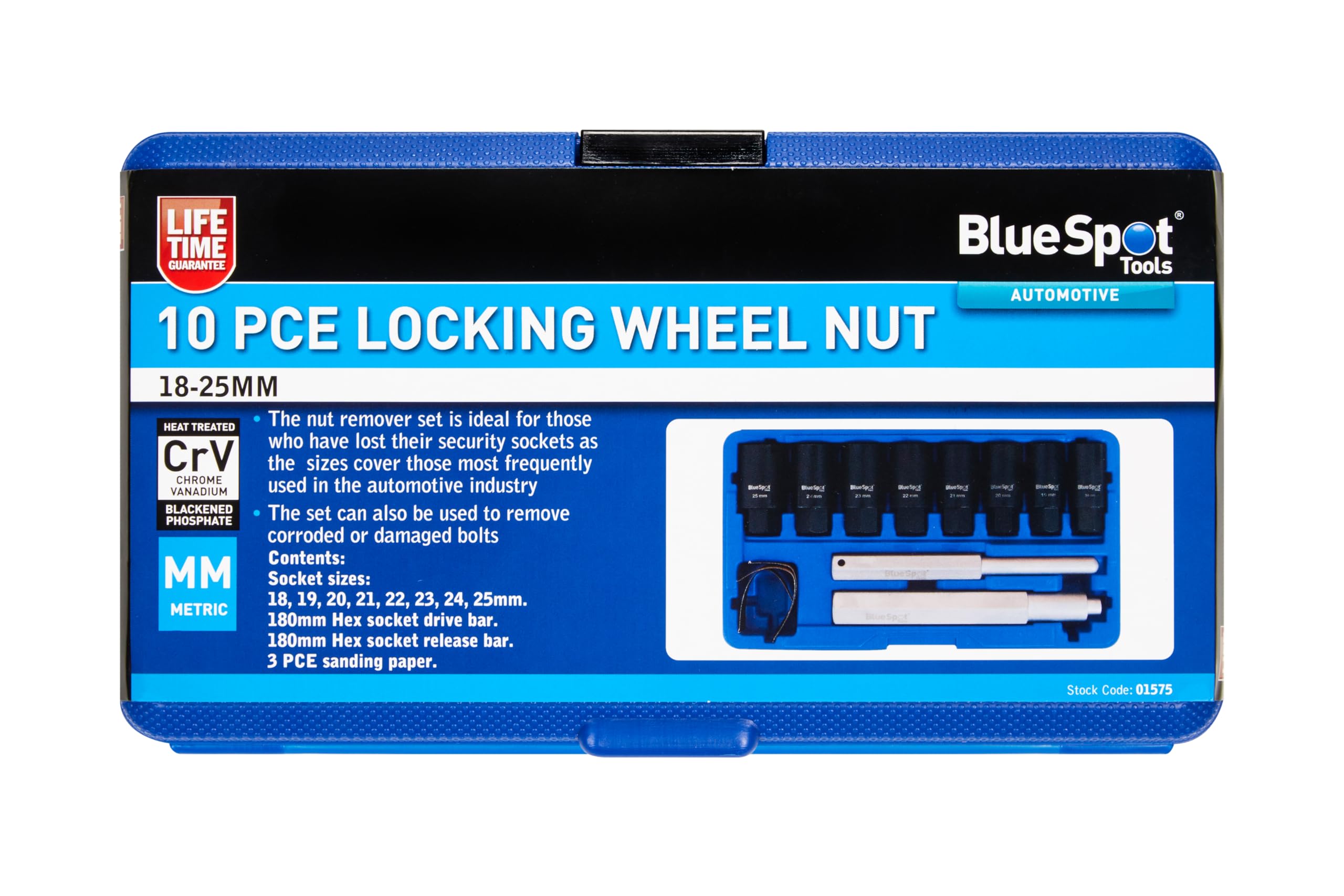 Blue Spot Tools 10 PCE Locking Wheel Nut (18MM - 25MM)