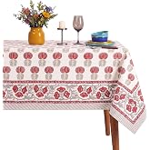 THE ART BOX Maroon Bloom 100% Cotton Tablecloth 60x60 Square, Indian Block | Make holiday meals, birthdays and dinner parties feel thoughtful and memorable. Ideal for celebrations throughout the year