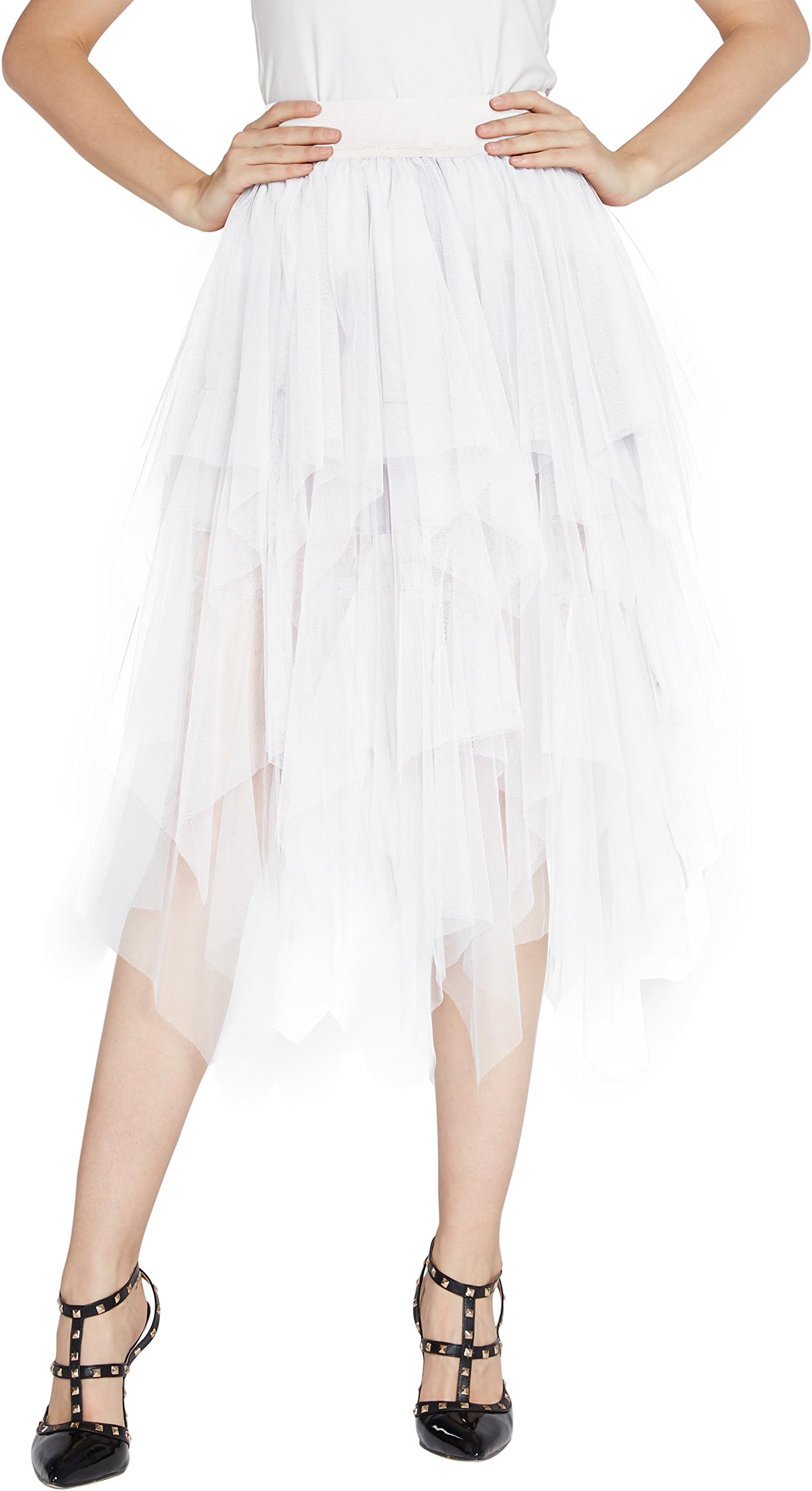 Urban GoCo Women's Mesh Layered Pleated Tulle Skirt