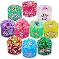 Clear Slime Kit 10 Pack Crystal Clear Slime Set Non Sticky Premade Jelly Cubes Clear Slime Pack Party Favors Stress Anxiety Relief Toy for Boys Girls Holiday Toys for Kids