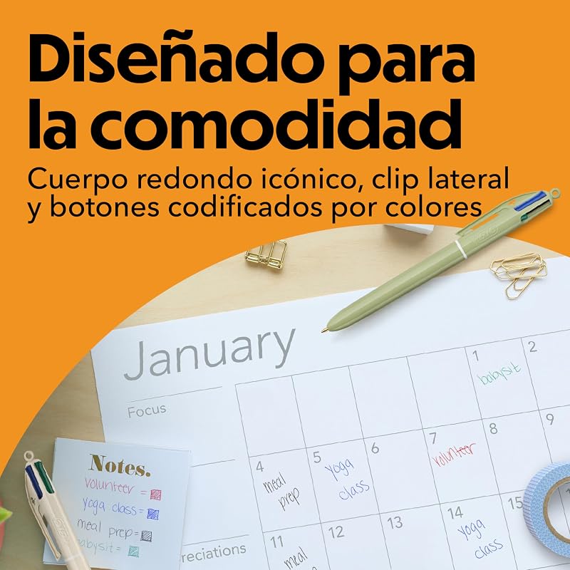 4 Cores: Tons Minerais Canetas de Ponta Média (1,00 mm) - Cores de Corpo Variadas, Pack de 5, Ótimos para material escolar, escritório e papelaria