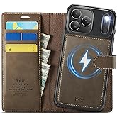 Compatible with iPhone 17 Pro Max Wallet Case Compatible with Magsafe, 2-in-1 PU Leather Flip RFID Blocking Card Holder Stand Shockproof Magnetic Detachable Cover for 17 Pro Max Case 6.9" (Brown)