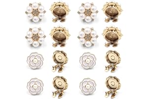 8 Pieces Rhinestone Crystal Button Covers for Women Blouses Gold Detachable Clip On Decorative Button for Women Men Shirts DI