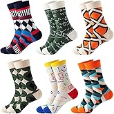 DRASEX Men's Colorful Dress Socks Novelty Funny Fancy Funky Pattern Combed Cotton Casual Crazy Crew Socks