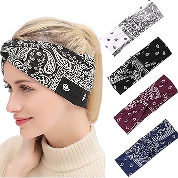 4 pack stirnband frauen vintage stirnband boho gedruckt haarband elastisches haarband bandana haarbander haarschmuck