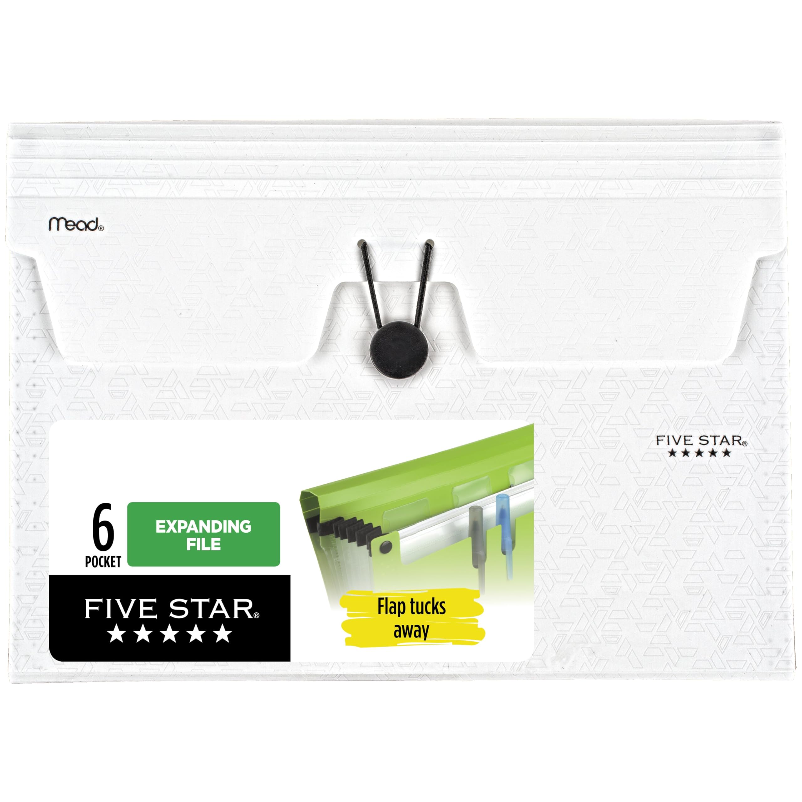 Photo 1 of Five Star Expanding File Organizer, 6-Pocket Accordian File Organizer, Bungee Closure, Holds 8-1/2" x 11" Paper, White (350100E-ECM)