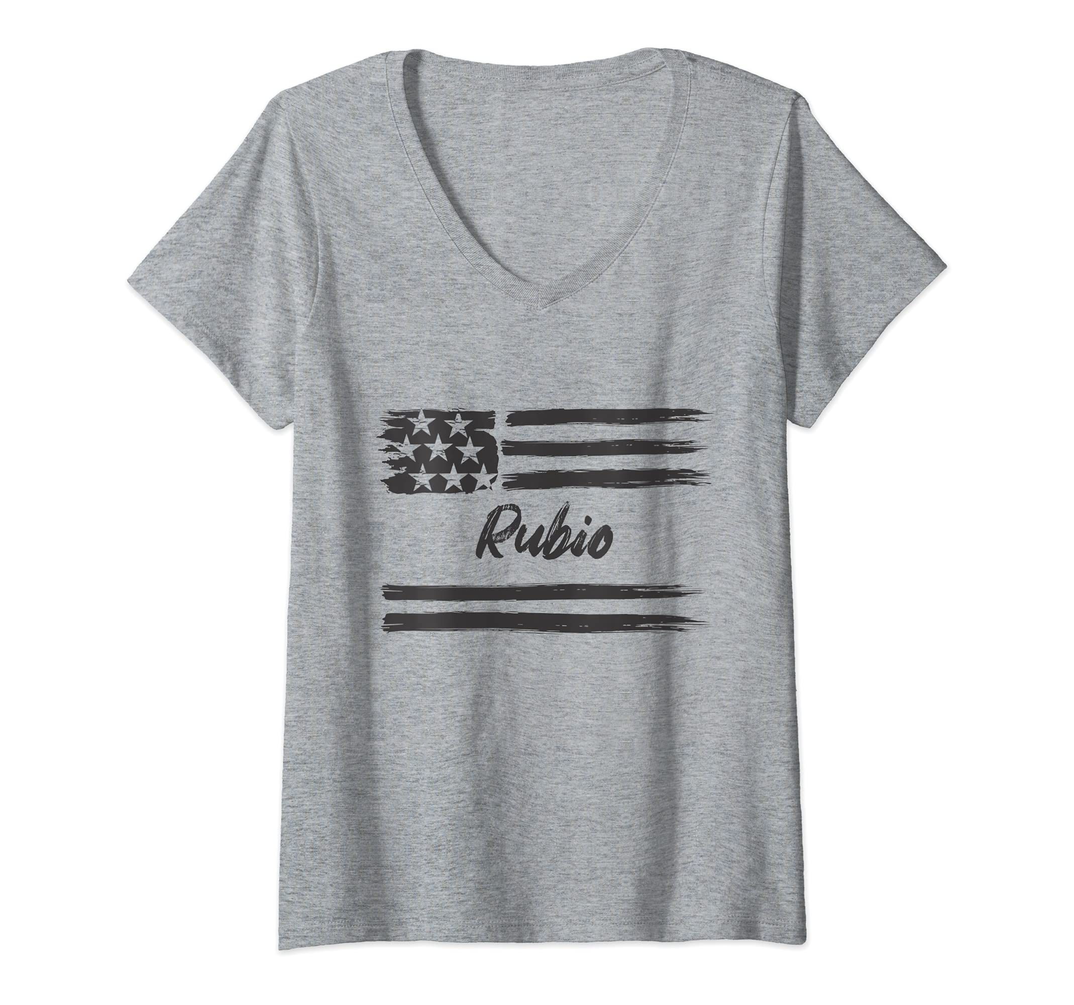Womens Rubio - Personalized Name, Stars and Stripes, USA Flag V-Neck T-Shirt