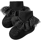 Methee Baby Girls Ruffle Socks, Infant Girls Double Lace Frilly Socks Newborn Spring and Autumn Thin Dress Turn Cuff Sock