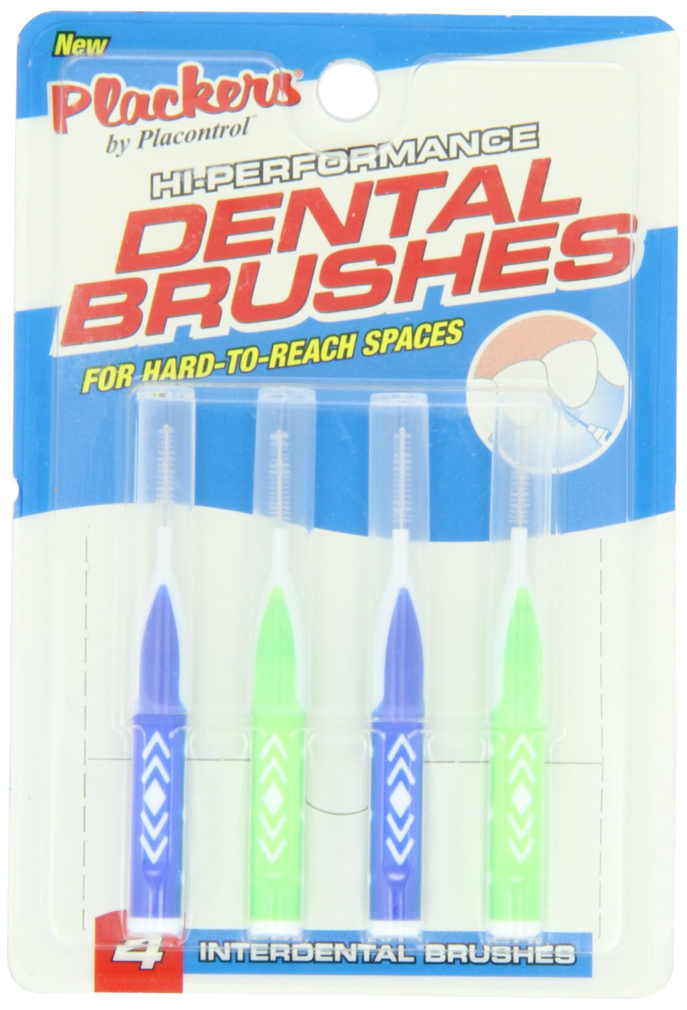 Plackers "Hi Performance Dental Brushes, 4 Pc"