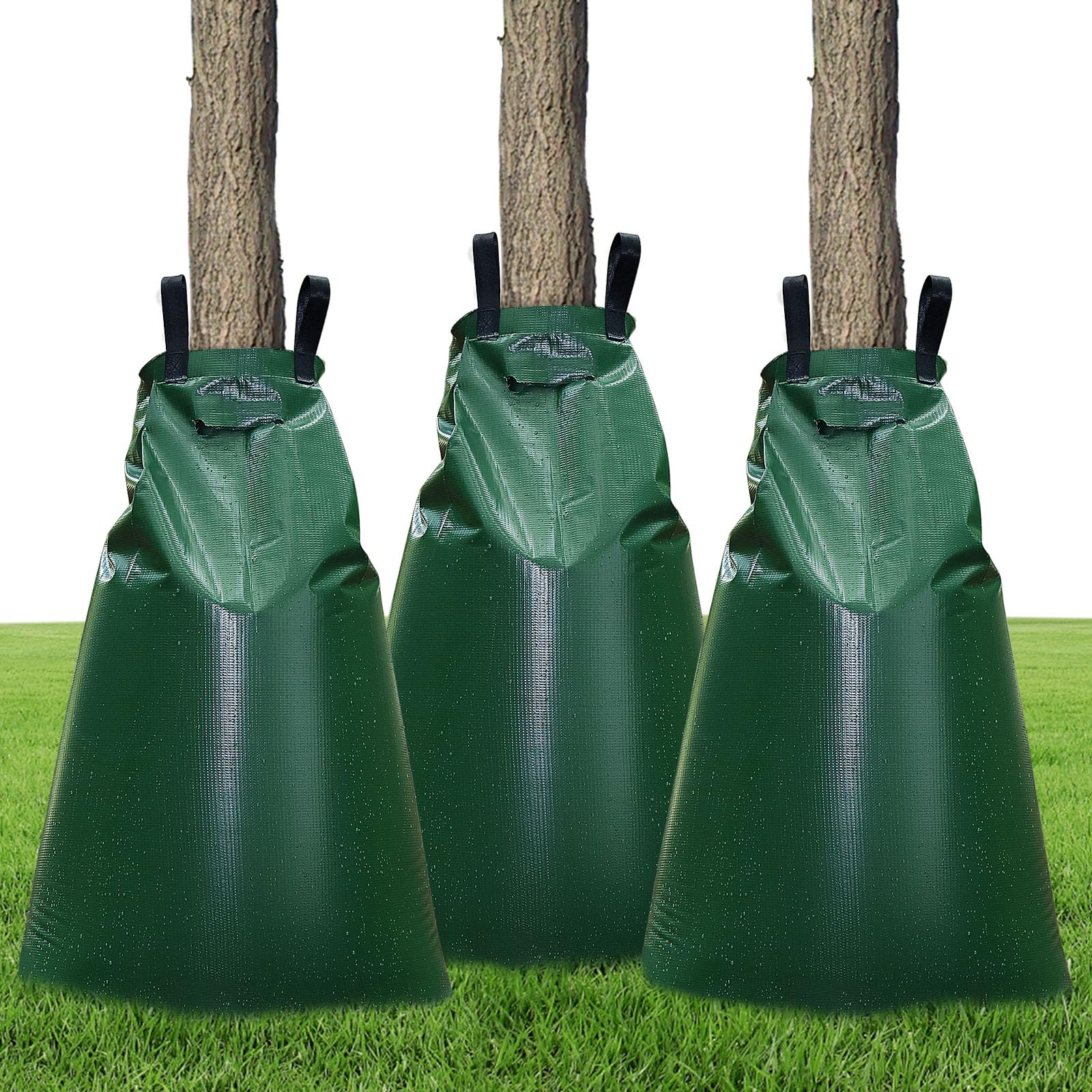 HonGien 3Pack Watering Bag 20 gal Drip Tree Irrigation Bag PVC UV Resistant Tree Watering Bag for New Plant Trees Trunk With Heavy Duty Zipper Watering Bag for Trees