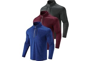Liberty Imports 3-Pack Men’s Quarter-Zip Pullover Lightweight Long Sleeve Athletic Jackets Performance Workout Running Shirts