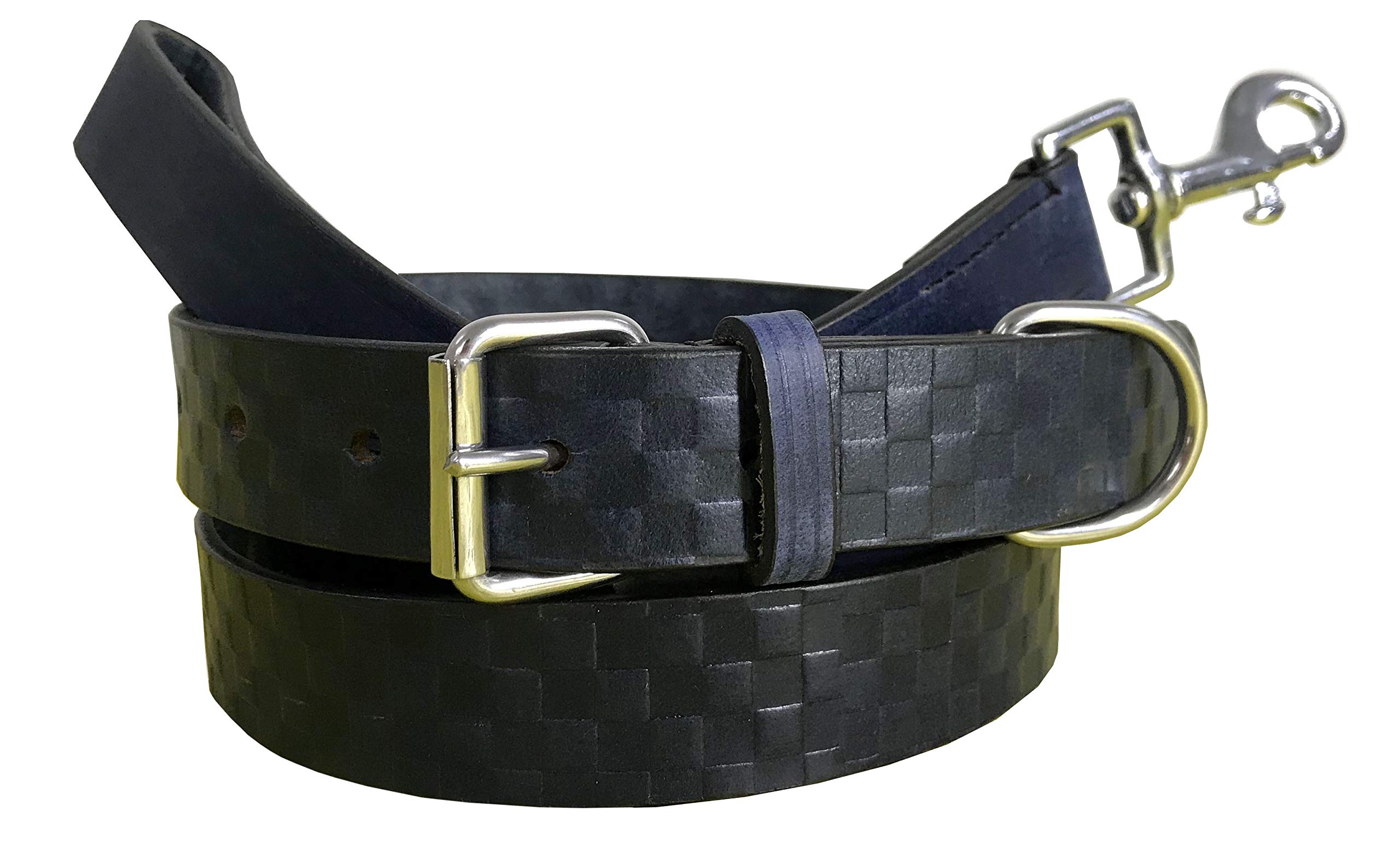 BRADLEY CROMPTON Genuine Leather Matching Pair Dog Collar and Lead Set S