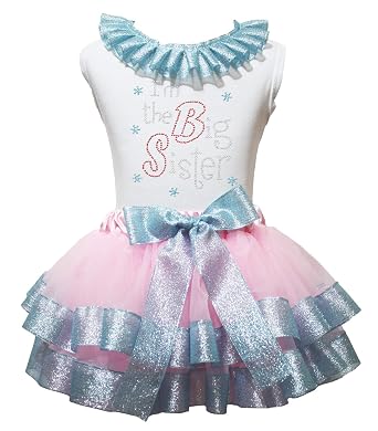 Big sister striped tutu dress with detachable bow