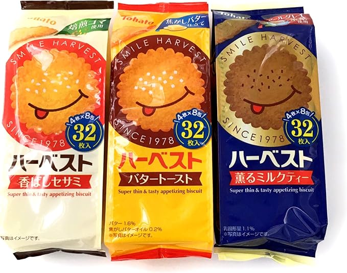 Amazon アソート 東ハト ハーベスト 限定品を含む3種セット 香ばしセサミ バタートースト 薫るミルクティー 各1個 計3個 食べ比べ お試し セット品 まとめ買い ノーブランド品 ビスケット クッキー 通販