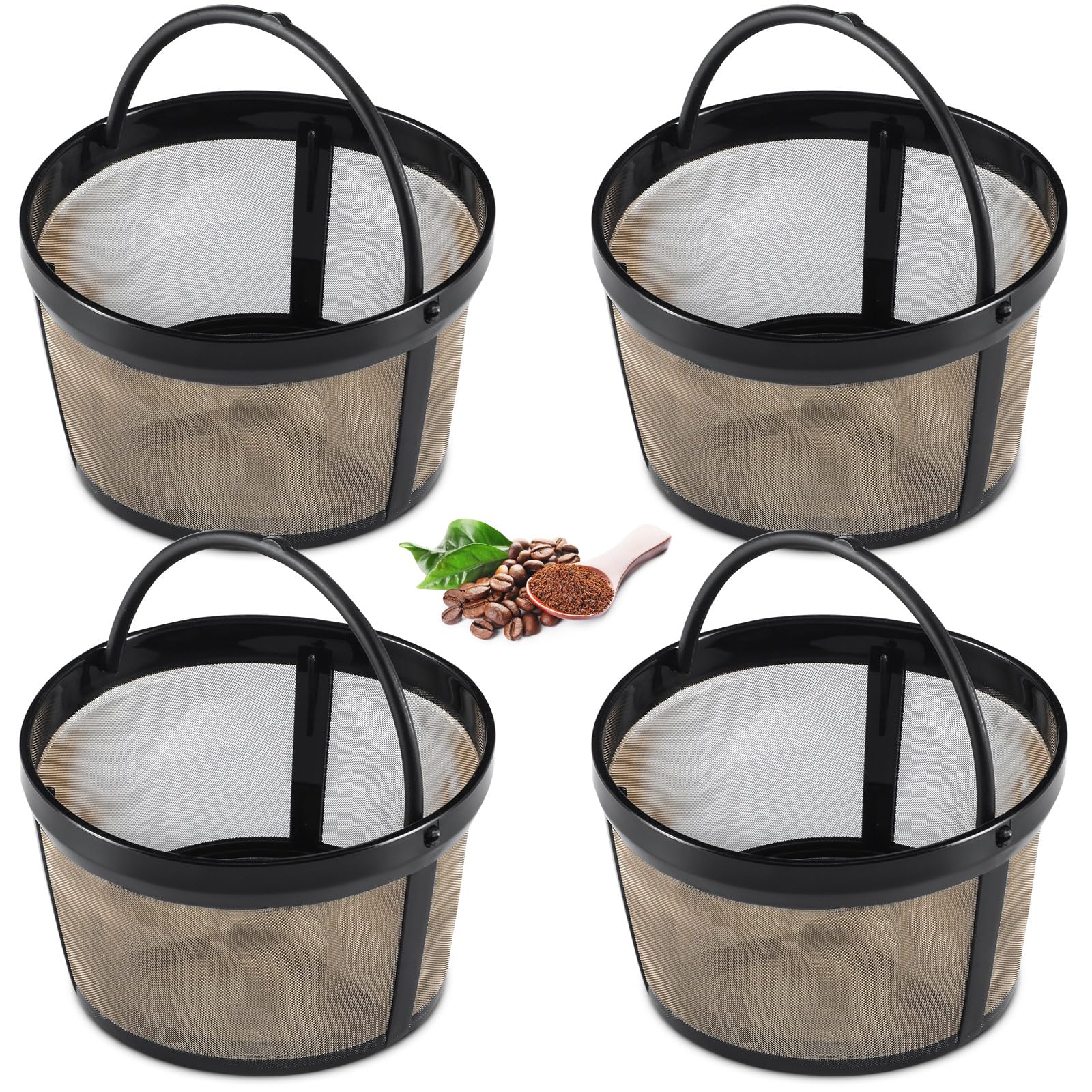 Photo 1 of Maxdot 4 Packs Reusable Coffee Filters 4-5 Cup Replacement Mesh with Handle 2.8 x 3.1 x 2 Reusable Filter Basket Compatible with Mr. Coffee Most Coffeemakers Brewers Universa (Stainless Steel,Gold)