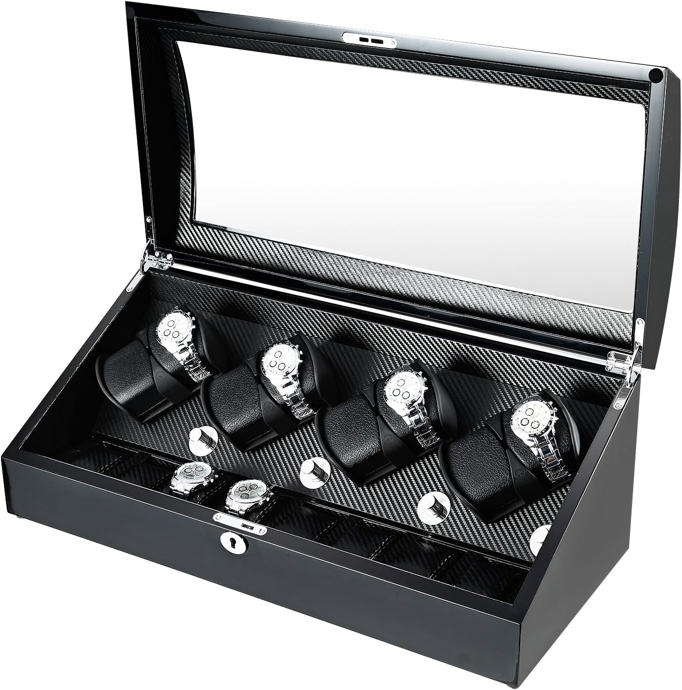 TEEMING Automatic Watch Winder 8+8 Storage Boxes for 16 Watches with LED Light