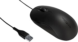 Targus 3-Button USB Full-Size Optical Mouse with 6-Foot USB Cord, Supports Windows and Mac, Black (AMU81USZ)