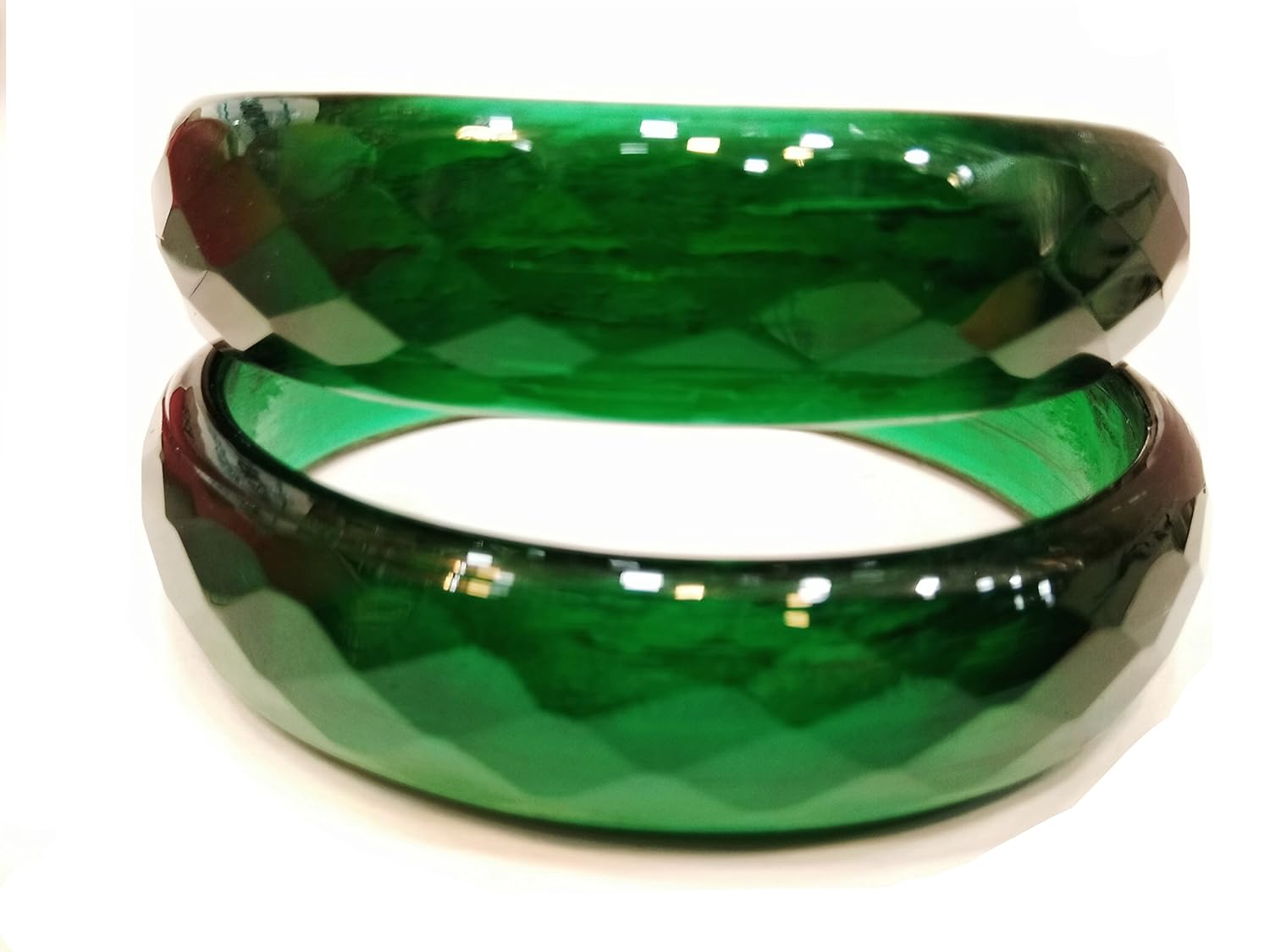 Buy Prem Bangles Bottle Green semi Crystal Glass Bangle Set (2.6) at