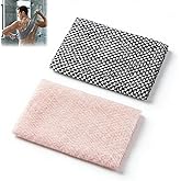 Blissal Exfoliating Bath Towel, 47 inches, Premium Scrubbing Bath Cloth, 2-in-1 Exfoliating Shower Towel, Double-Sided Design, Suitable for Body and Face, Unisex Exfoliating Bath Towel (Pink + Black)
