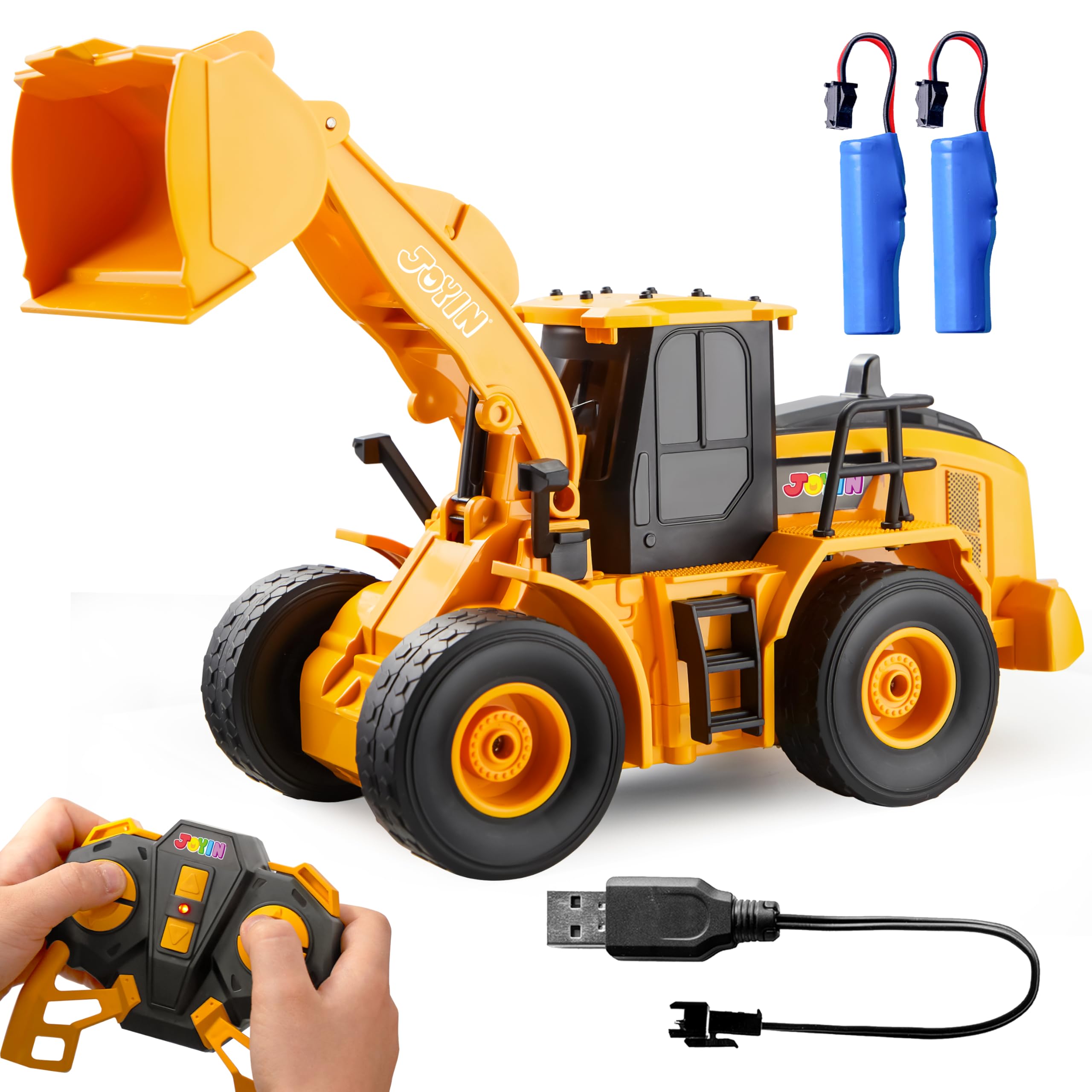 JOYIN Remote Control Construction Toys Car for Boys 3 4 5 6 7 8-12 Year Old, 2.4Ghz RC Digger Tractor Truck Toy with Light, Front Loader Toys for Boys Age 3+,Birthday Gift for Kids — image 1