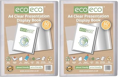 eco-eco A4 60 Pocket Clear Presentation Display Book 50% Recycled Pack of 2
