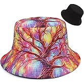 DIYDECAL Coconut Tree Print Bucket Hat,Beach Sun Hat Fisherman Hats for Mens Womens
