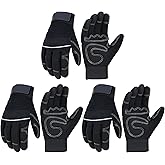 HANDLANDY Work Gloves Mens & Women 3 Pairs, Utility Safety Mechanic Working Gloves Touch Screen, Flexible Breathable Yard Work Gloves (Medium, Black)