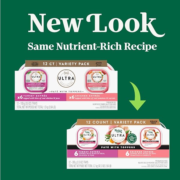 NUTRO ULTRA WET DOG FOOD PATE WITH TOPPERS CHICKEN & TURKEY ENTREE VARIETY PACK, 3.5 OZ. TRAYS (12 COUNT, PACK OF 1)
