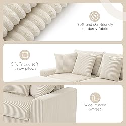 114-Inch L-Shaped Sectional Sofa with Removable