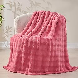 NEWCOSPLAY Queen Blanket for Couch Coral Pink Super