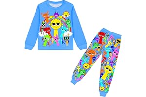 Iowillar Boys Girls Sprunki Pants Set Kids Music Adventure Tee Shirt 2PCS Long Sleeve Cartoon Monster Game Clothes Outfit