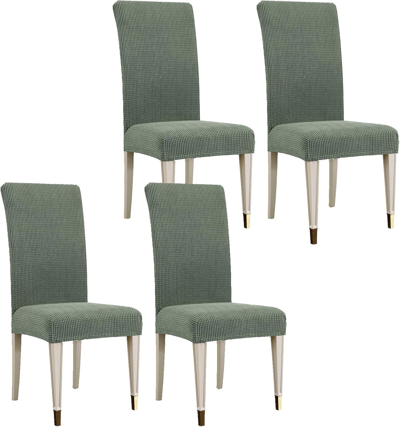 MAXIJIN Super Stretch Dining Room Chair Cover Jacquard Spandex Dining Parsons Chair Slipcover Removable Chair Protector Covers for Dining Room,Hotel,Kitchen,Ceremony (Pea Green
