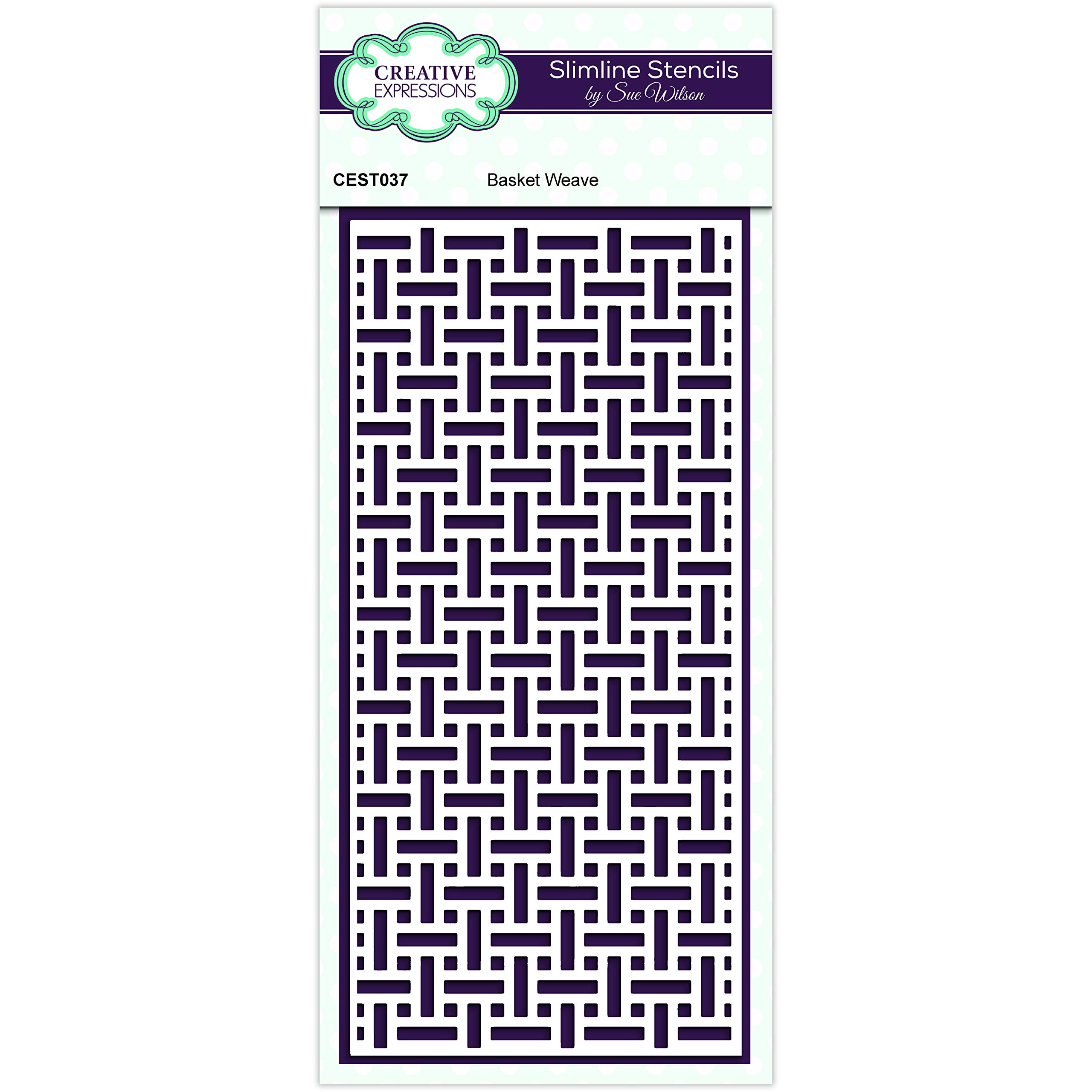 Sue Wilson Basket Weave-Slimline Stencil, Size 20.9 x 9.8 cm, CEST037